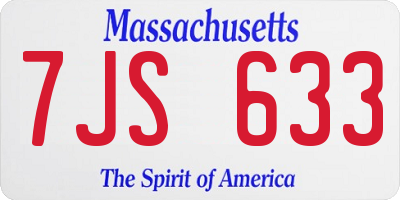 MA license plate 7JS633