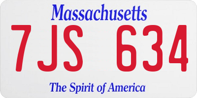 MA license plate 7JS634