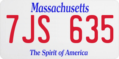 MA license plate 7JS635