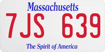 MA license plate 7JS639