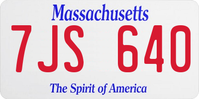MA license plate 7JS640