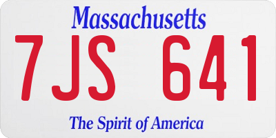 MA license plate 7JS641