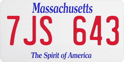 MA license plate 7JS643