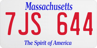 MA license plate 7JS644