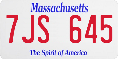 MA license plate 7JS645