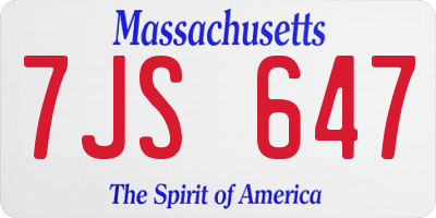 MA license plate 7JS647