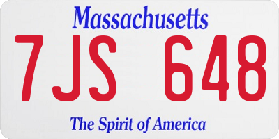 MA license plate 7JS648