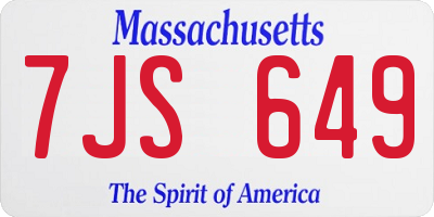MA license plate 7JS649