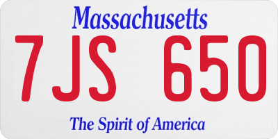 MA license plate 7JS650