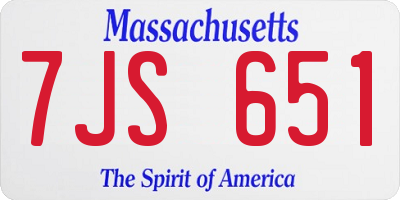 MA license plate 7JS651