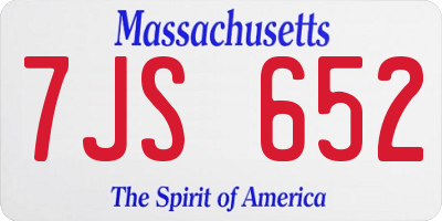 MA license plate 7JS652