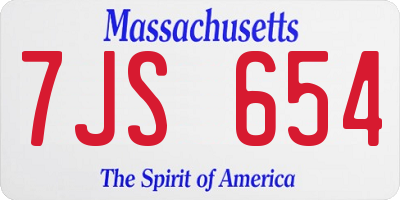 MA license plate 7JS654