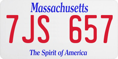 MA license plate 7JS657