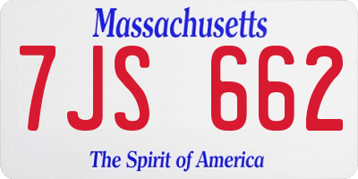 MA license plate 7JS662
