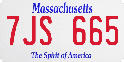 MA license plate 7JS665