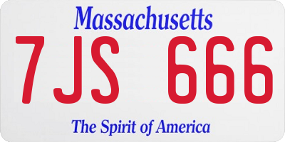 MA license plate 7JS666