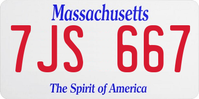 MA license plate 7JS667