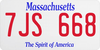 MA license plate 7JS668