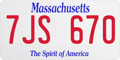MA license plate 7JS670