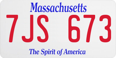 MA license plate 7JS673