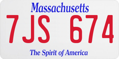 MA license plate 7JS674