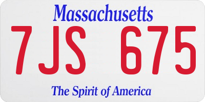 MA license plate 7JS675