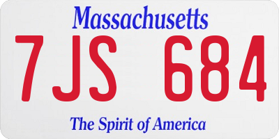 MA license plate 7JS684