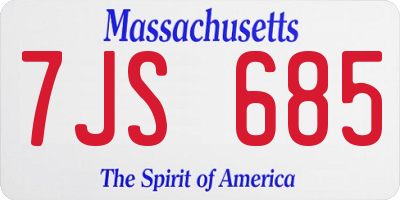 MA license plate 7JS685