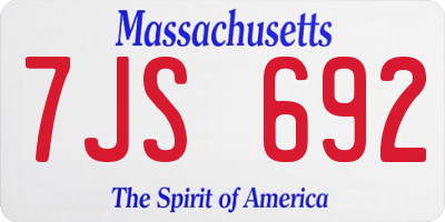 MA license plate 7JS692