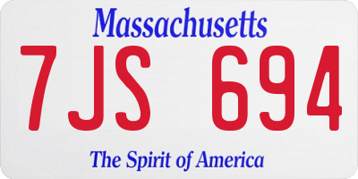 MA license plate 7JS694