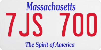 MA license plate 7JS700