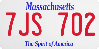MA license plate 7JS702
