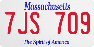 MA license plate 7JS709