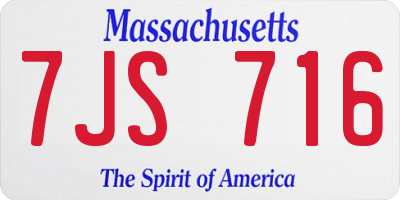MA license plate 7JS716