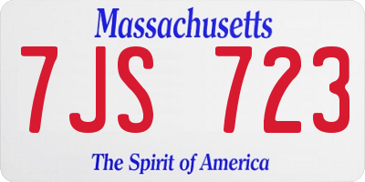 MA license plate 7JS723