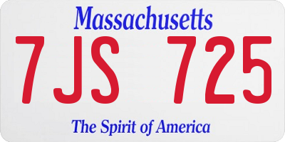MA license plate 7JS725