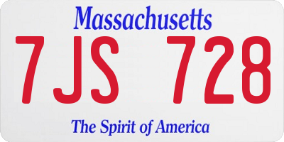 MA license plate 7JS728
