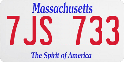 MA license plate 7JS733