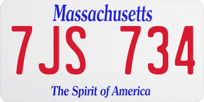 MA license plate 7JS734
