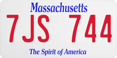MA license plate 7JS744