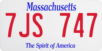 MA license plate 7JS747