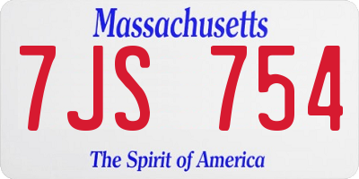 MA license plate 7JS754