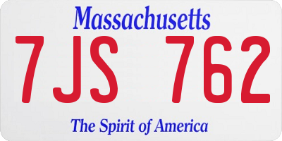 MA license plate 7JS762