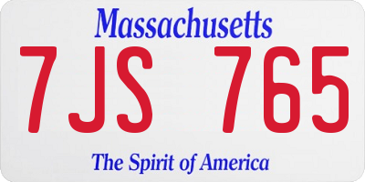 MA license plate 7JS765