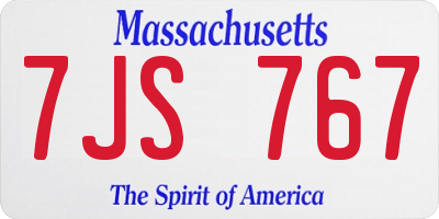 MA license plate 7JS767