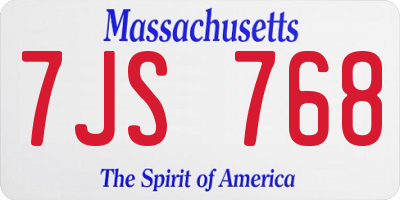 MA license plate 7JS768