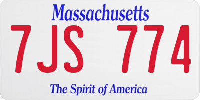 MA license plate 7JS774