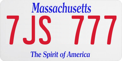 MA license plate 7JS777
