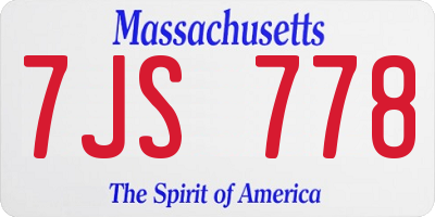 MA license plate 7JS778