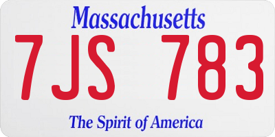 MA license plate 7JS783